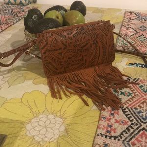 Street level 9x5 leather purse with tassels